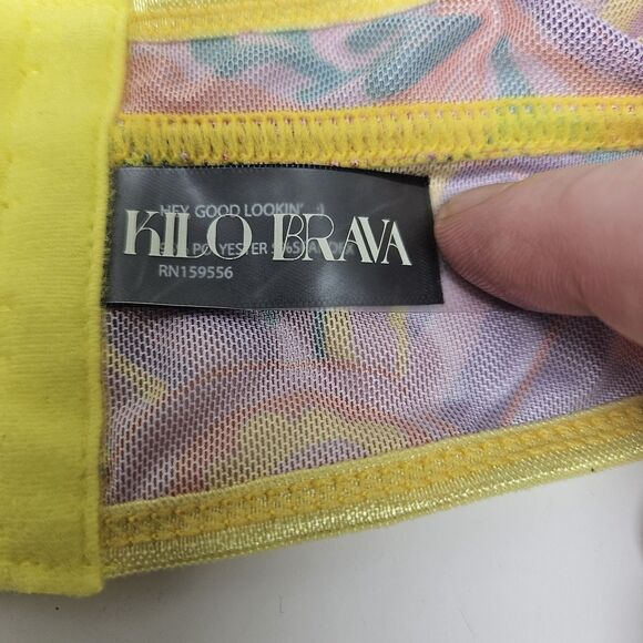 KILO BRAVA Semi Sheer Bralette Multicolor Triangle Cups Medium Adjustable Straps - Picture 4 of 6